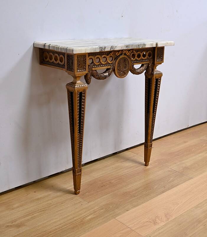 Small Carved Wood Wall Console, Louis XVI style, Napoleon III period – Mid-19th century