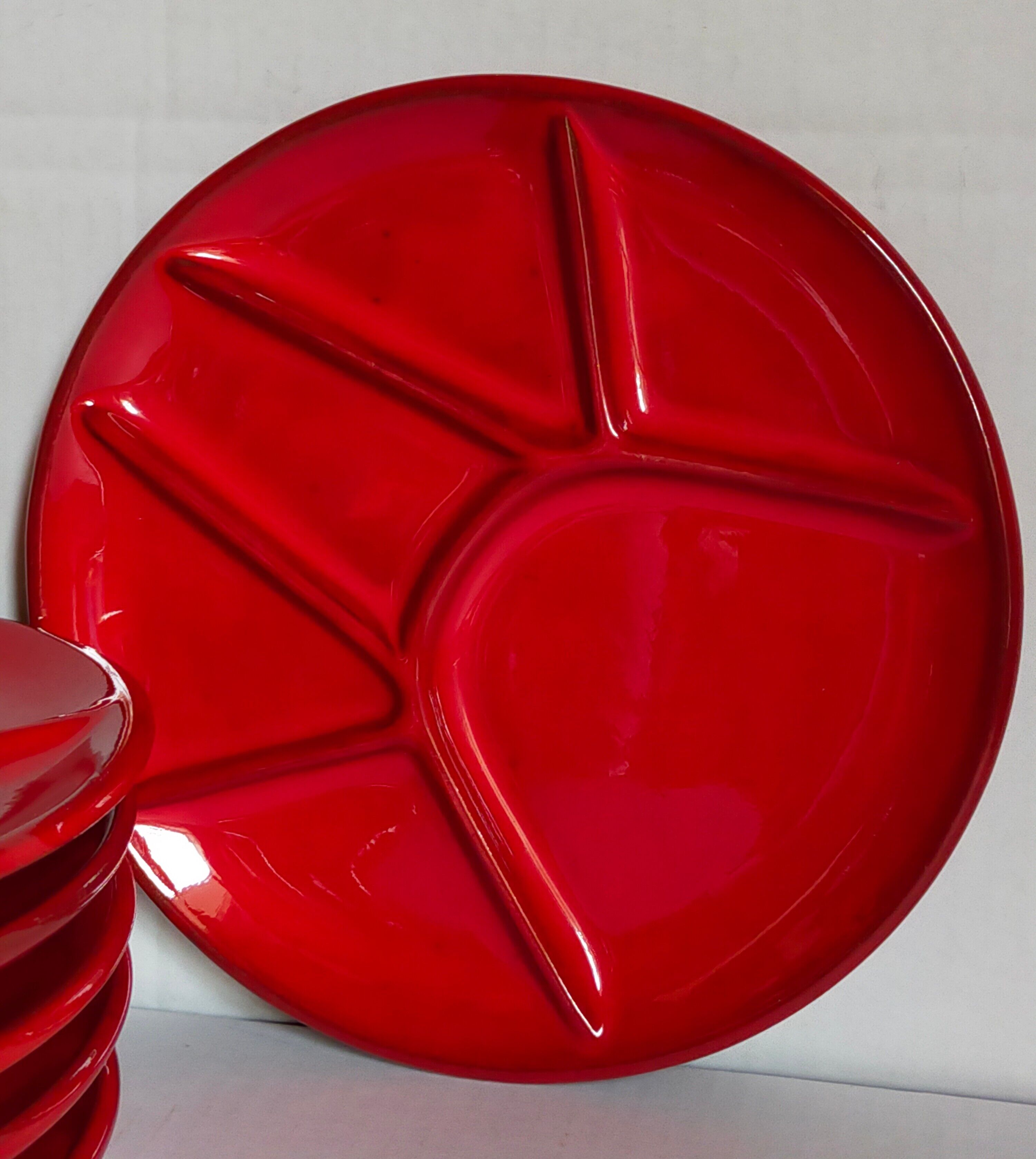 Six ceramic plates with vintage compartments