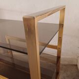 Brass shelf, smoked glass
