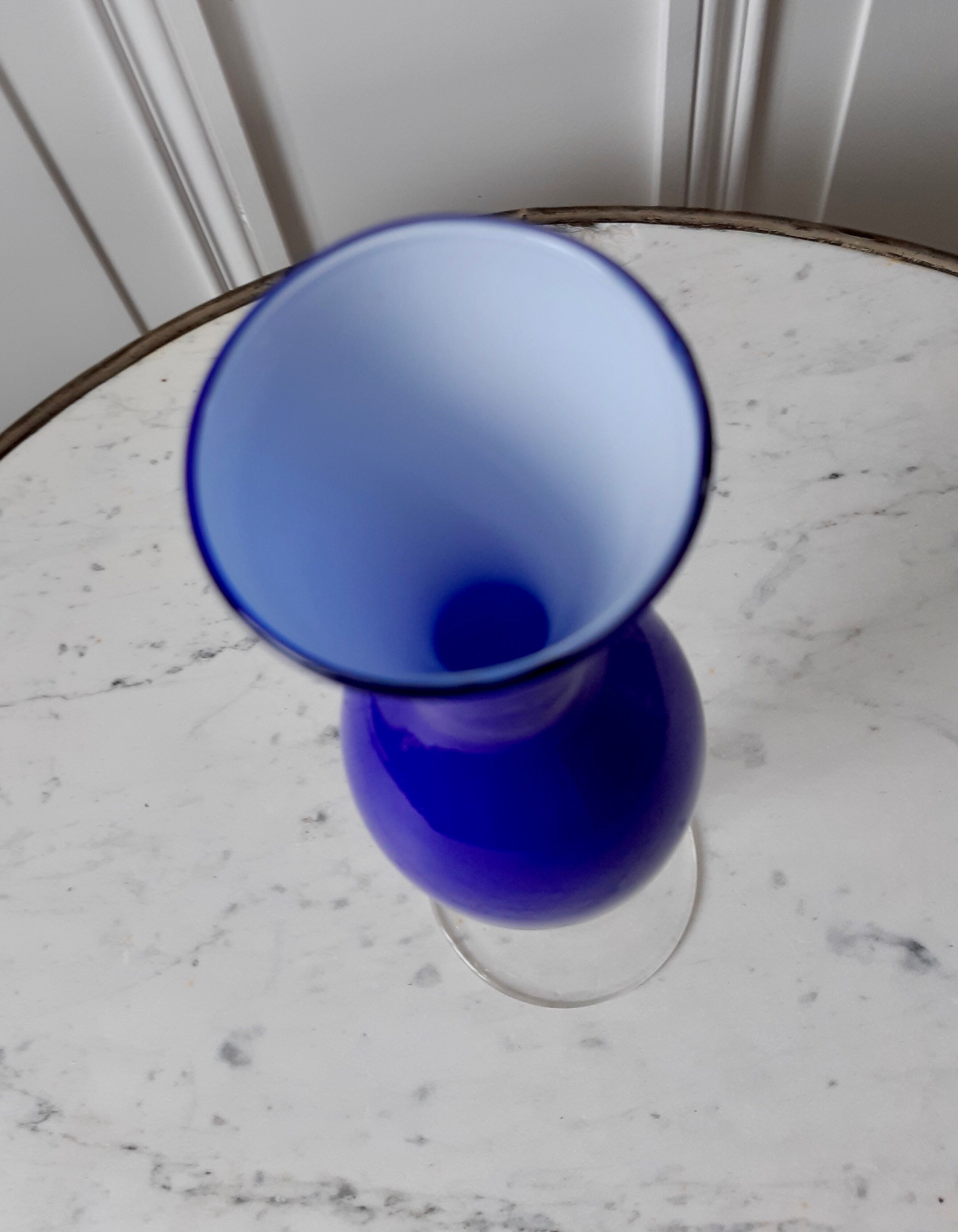 Vase in blue opaline 50s