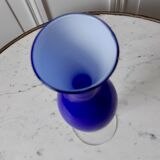 Vase en opaline bleu années 50