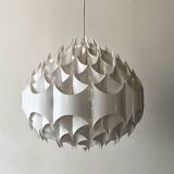 Rhythmic sculptural globe pendant light by H.Milanda, Scandinavian design 1970