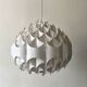 Rhythmic sculptural globe pendant light by H. Milanda, Scandinavian design, 1970