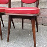 4 vintage mid-century Scandinavian chairs the curved wood of the 1950 Vosges
