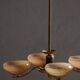 Art Deco chandelier with 4 branches in glass and brass, Sweden, 1940s
