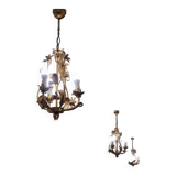 Set of 3 gold painted metal chandeliers