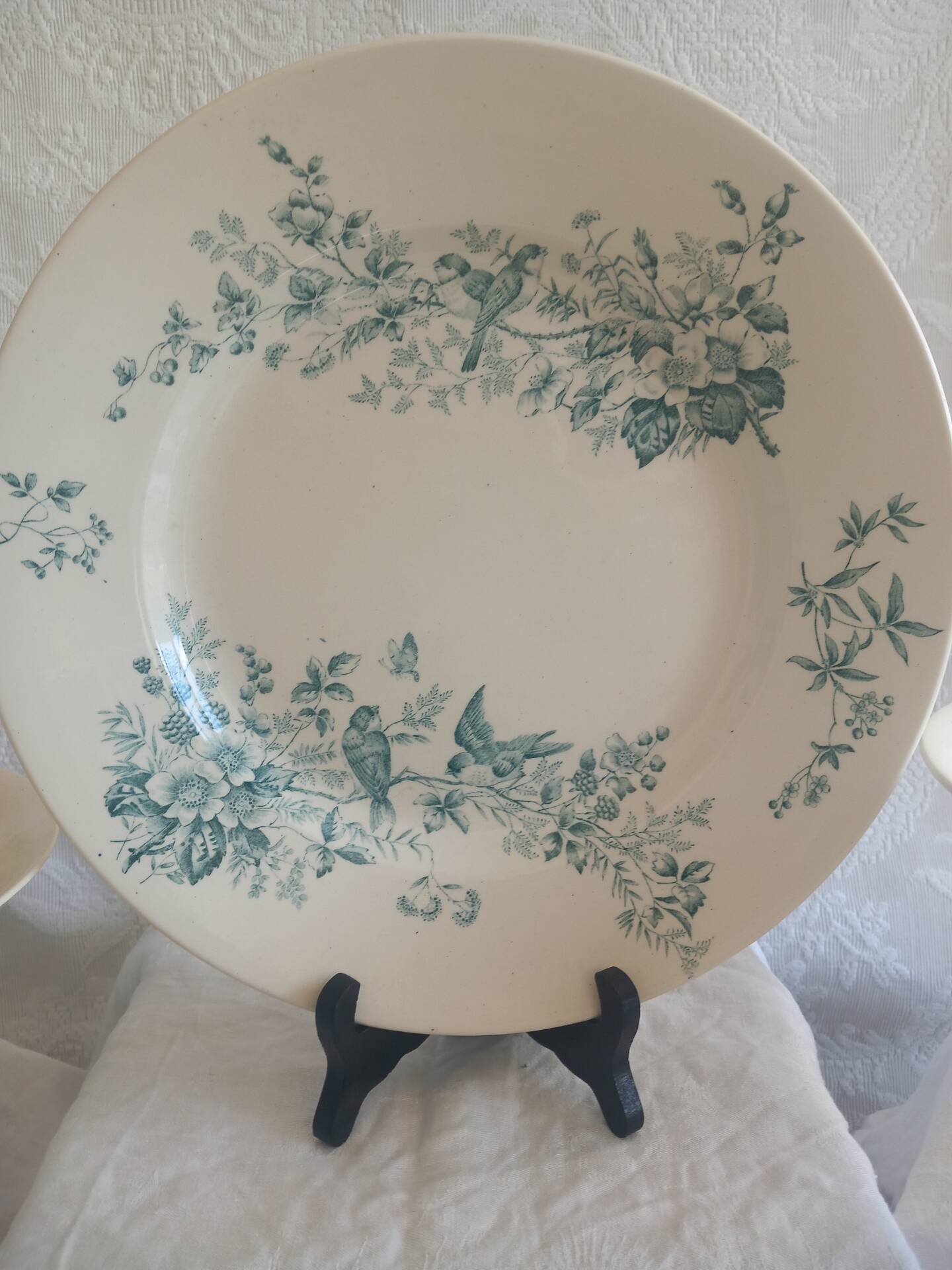 Antique 19th Century French Longwy Mignon Ironstone Dinner Service – Blue Green