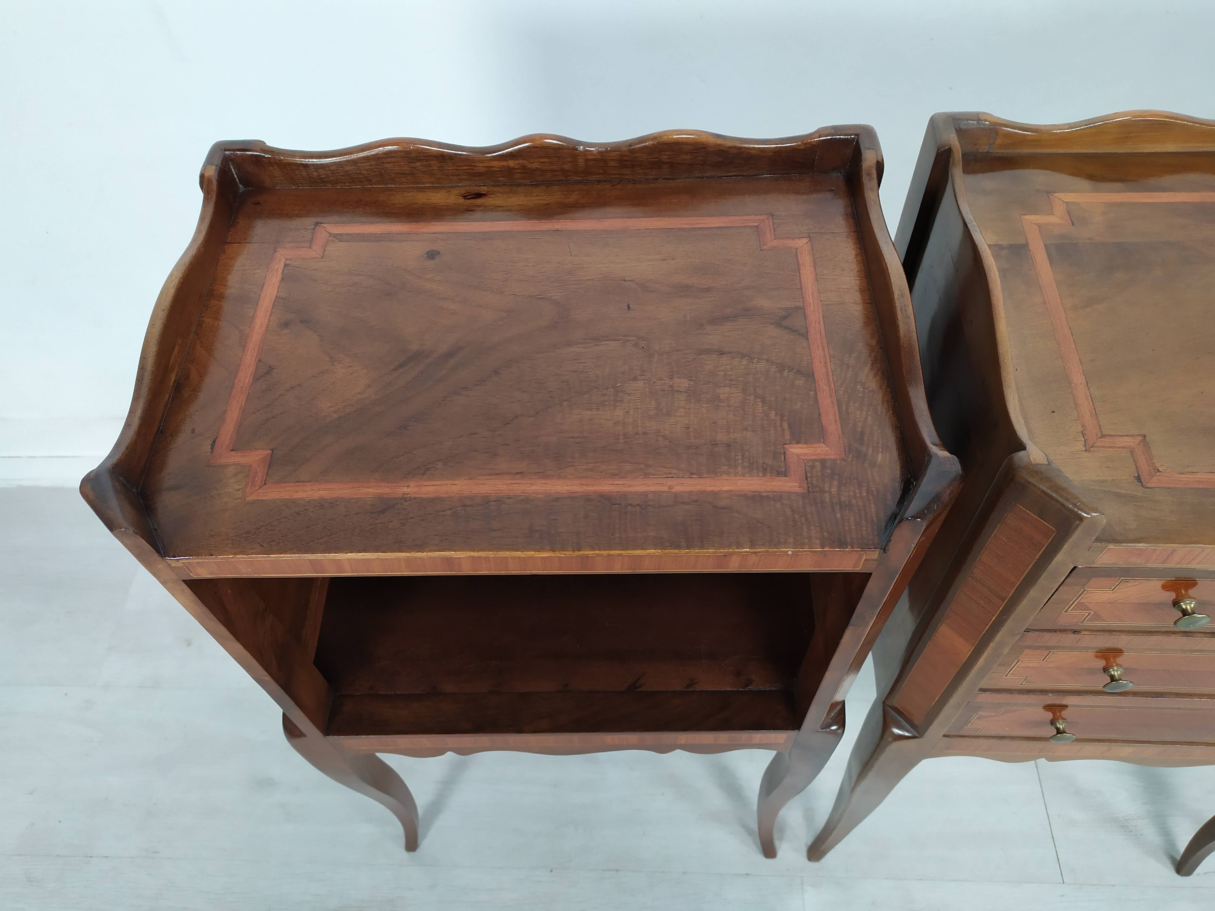 Marquetry bedside tables