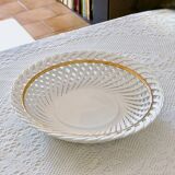 Huge antique Bassano bowl in openwork braided majolica