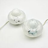 Pair of 1960s UFO Table Lamps with Marbled Glass Lampshade