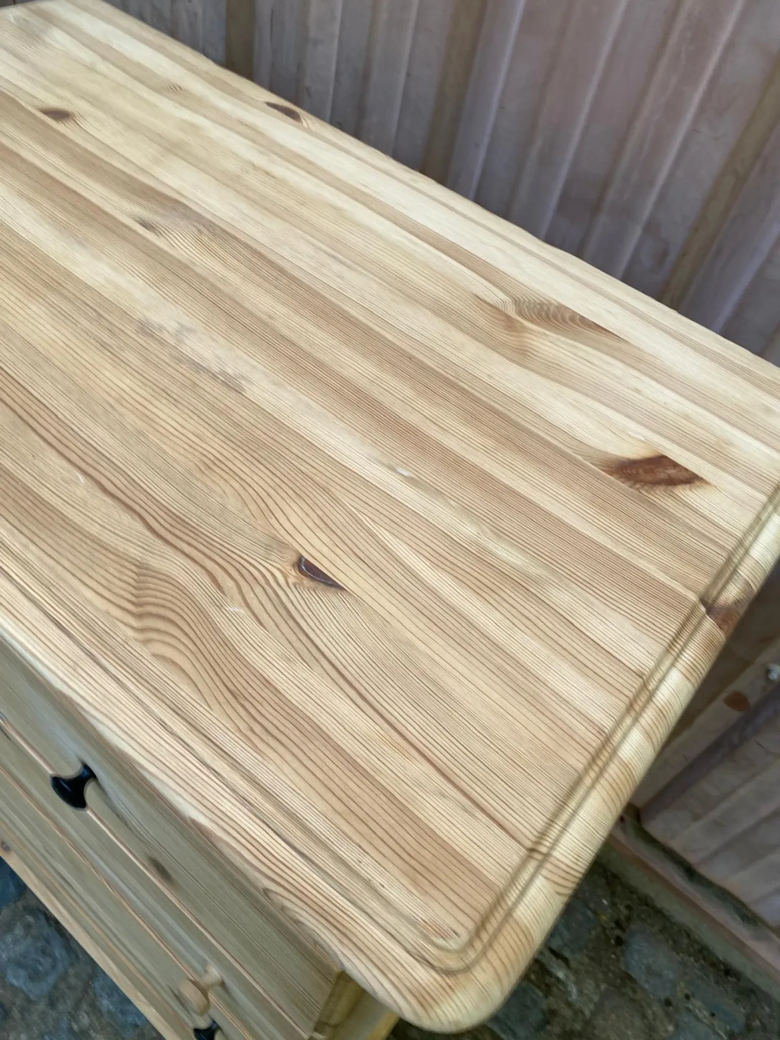 High Scandinavian chest of drawers stripped in solid pine from the 1980s.