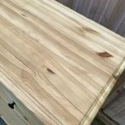 High Scandinavian chest of drawers stripped in solid pine from the 1980s.
