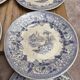 Set of 8 antique English dessert plates by J. Marshall & Co Bosphorus purple earthenware 19th century.