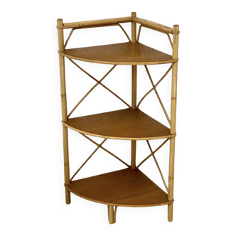 Etagère d'angle en rotin vintage 1960