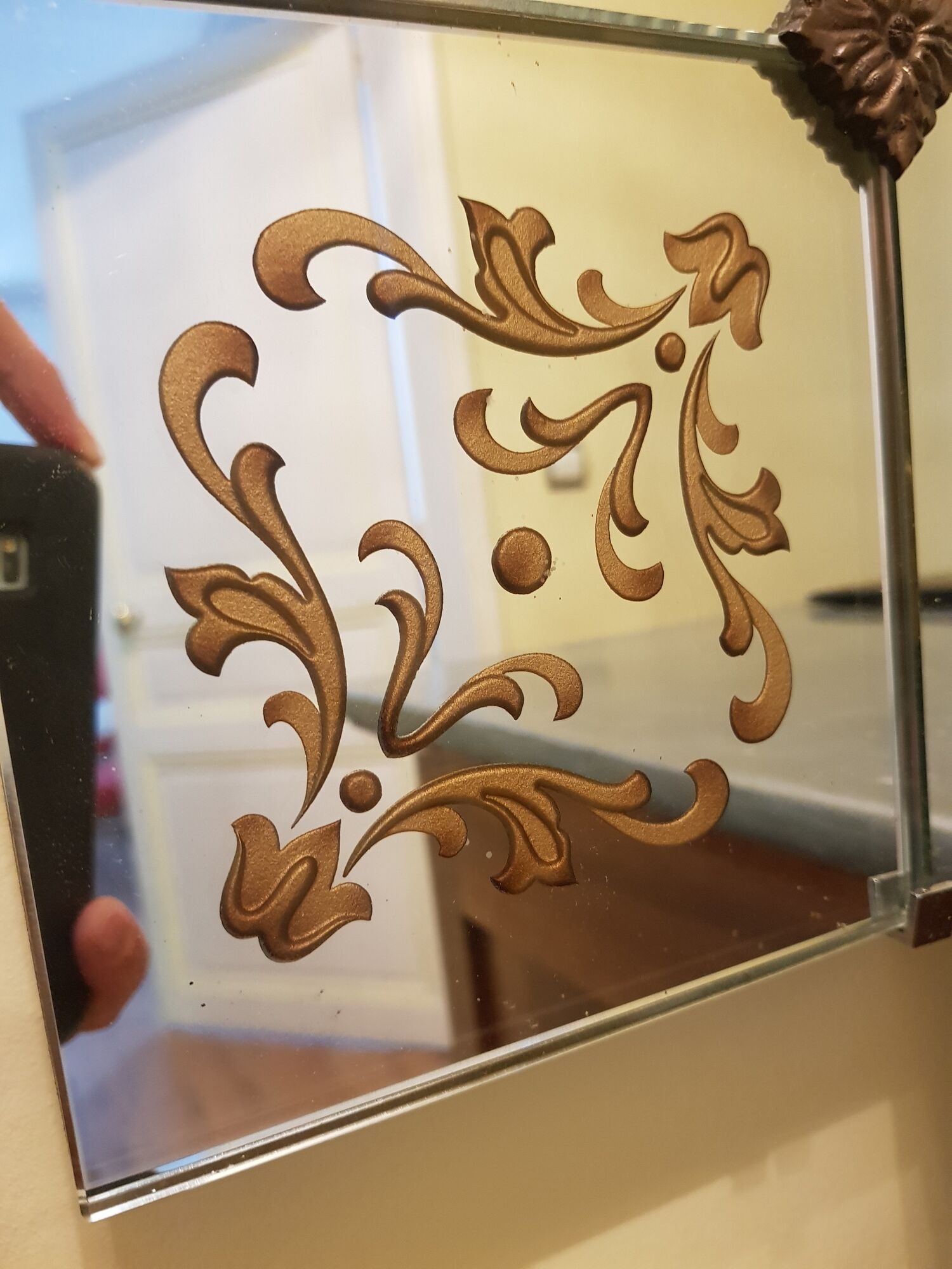 Large brasserie bistro mirror in eglomised glass