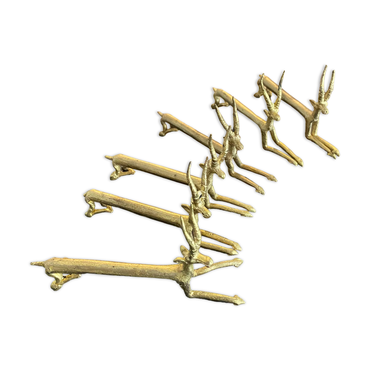 6 porte-couteaux forme antilope en laiton