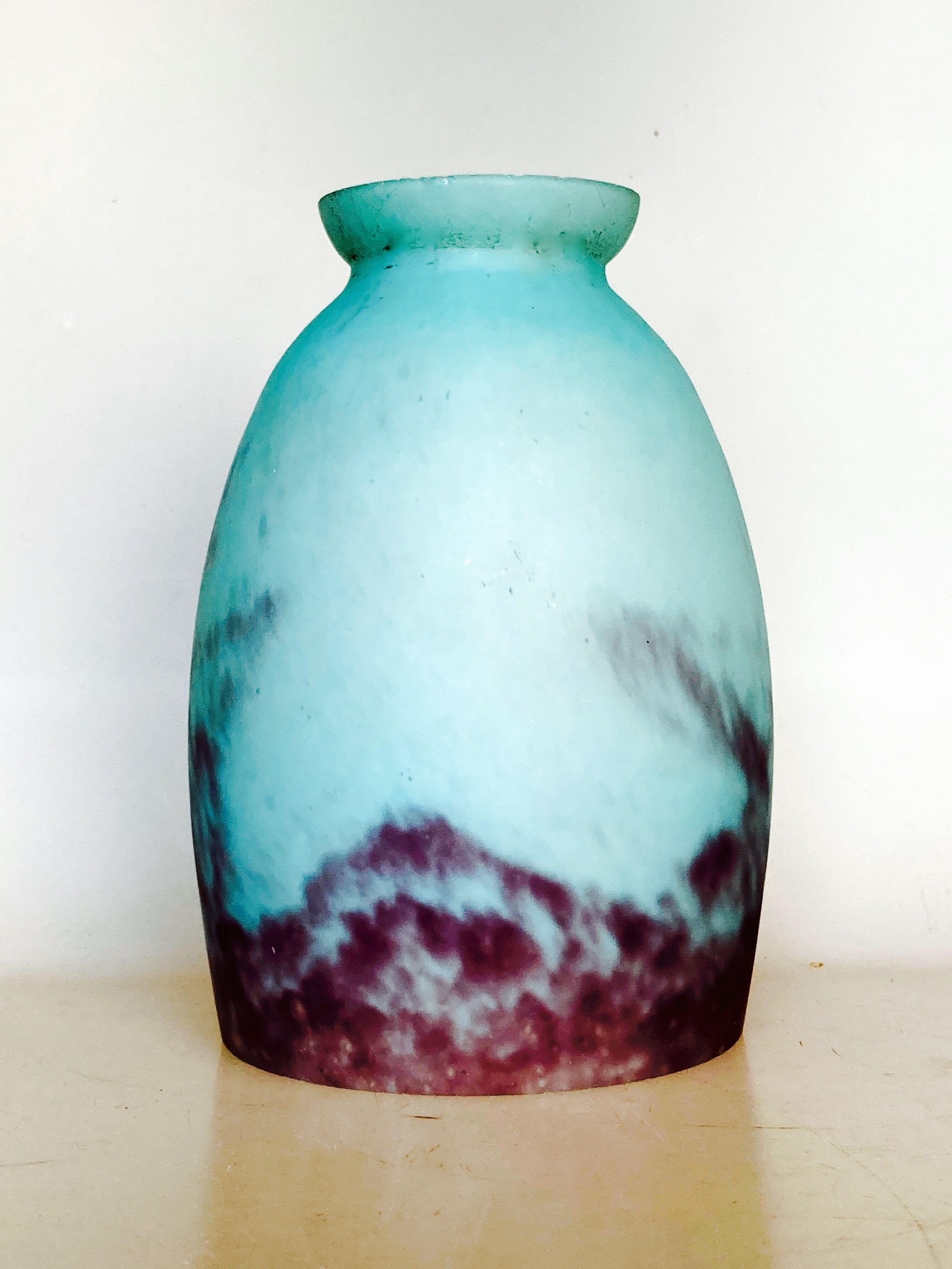 Tulipe en pate de verre bleue turquoise