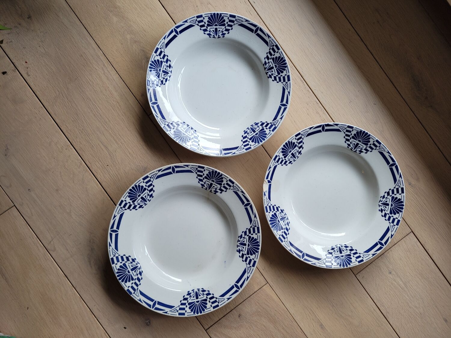 Set of 3 hollow plates Orchies Moulin des Loups Palmes