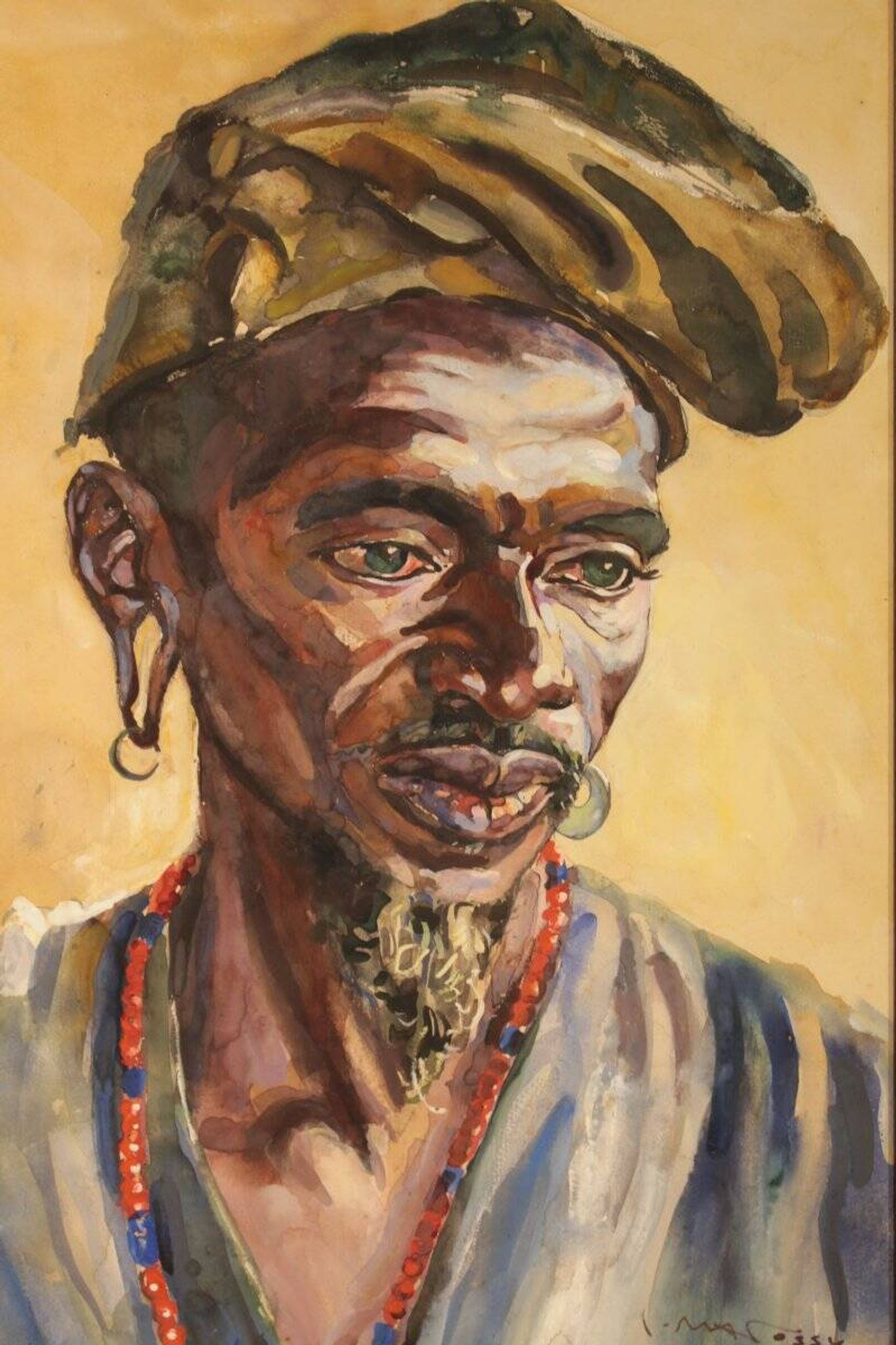 Portrait of a Beninese by Pierre Matossy (1891-1969) - dated 20 June 1952