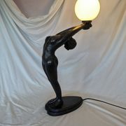 Large lamp, woman with ball, yoga, art deco style, 1980
