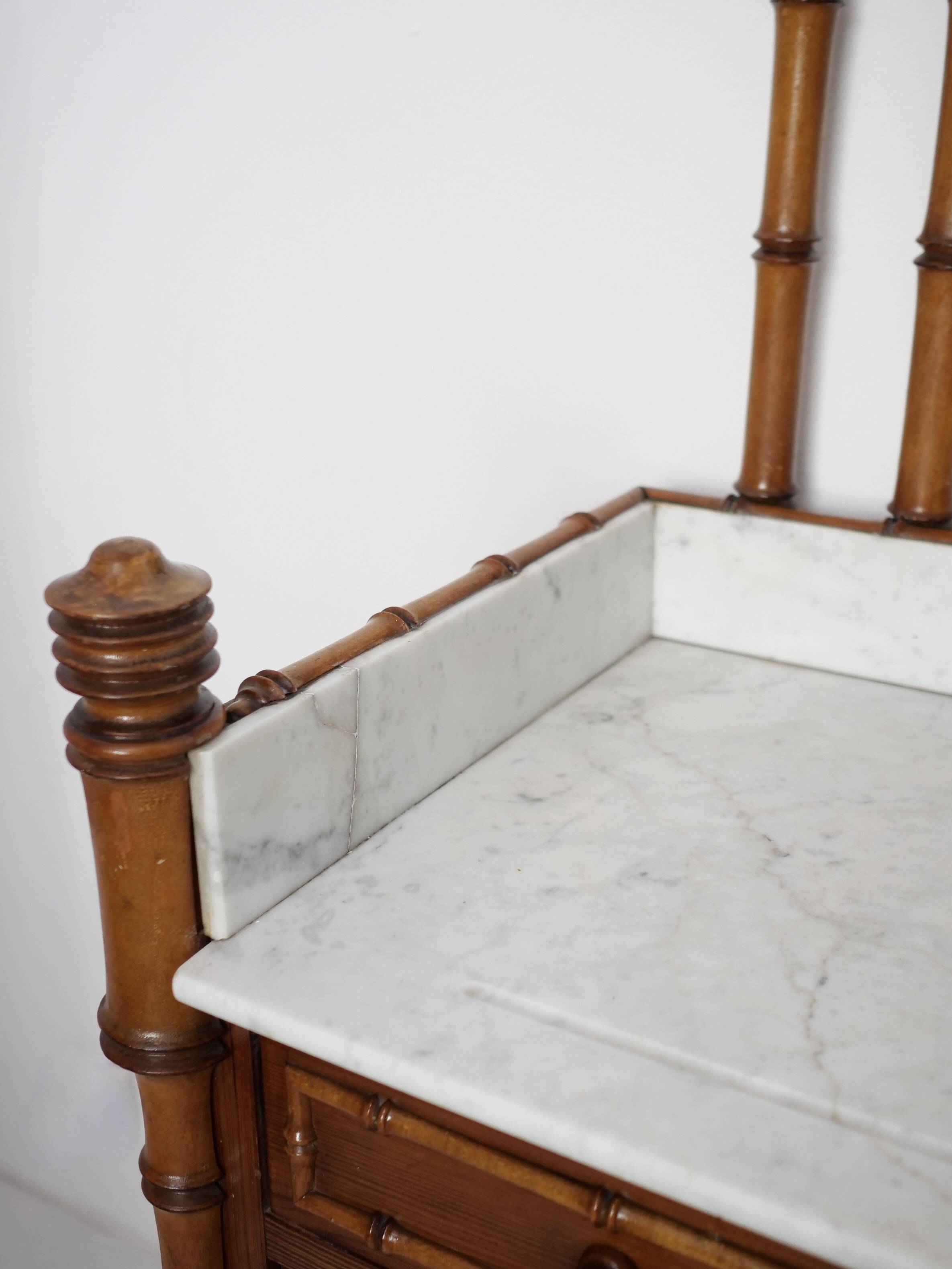 Late 19th century faux bamboo chest of drawers in pine