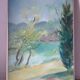 Trees by the lake, oil on canvas