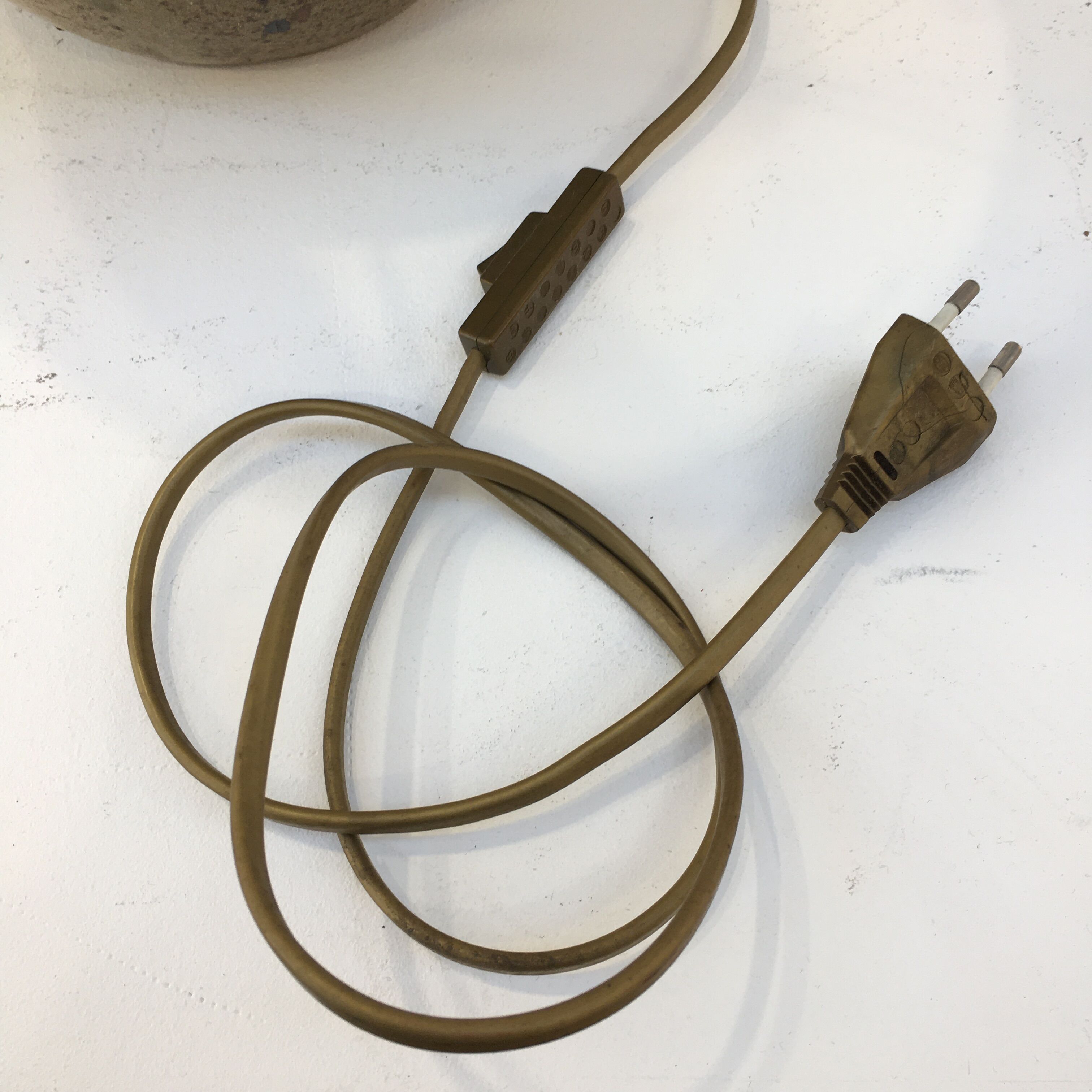 Pyrite stoneware lamp and wool lampshade