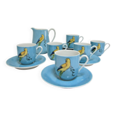 Service à café décor perruche porcelaine Limoges