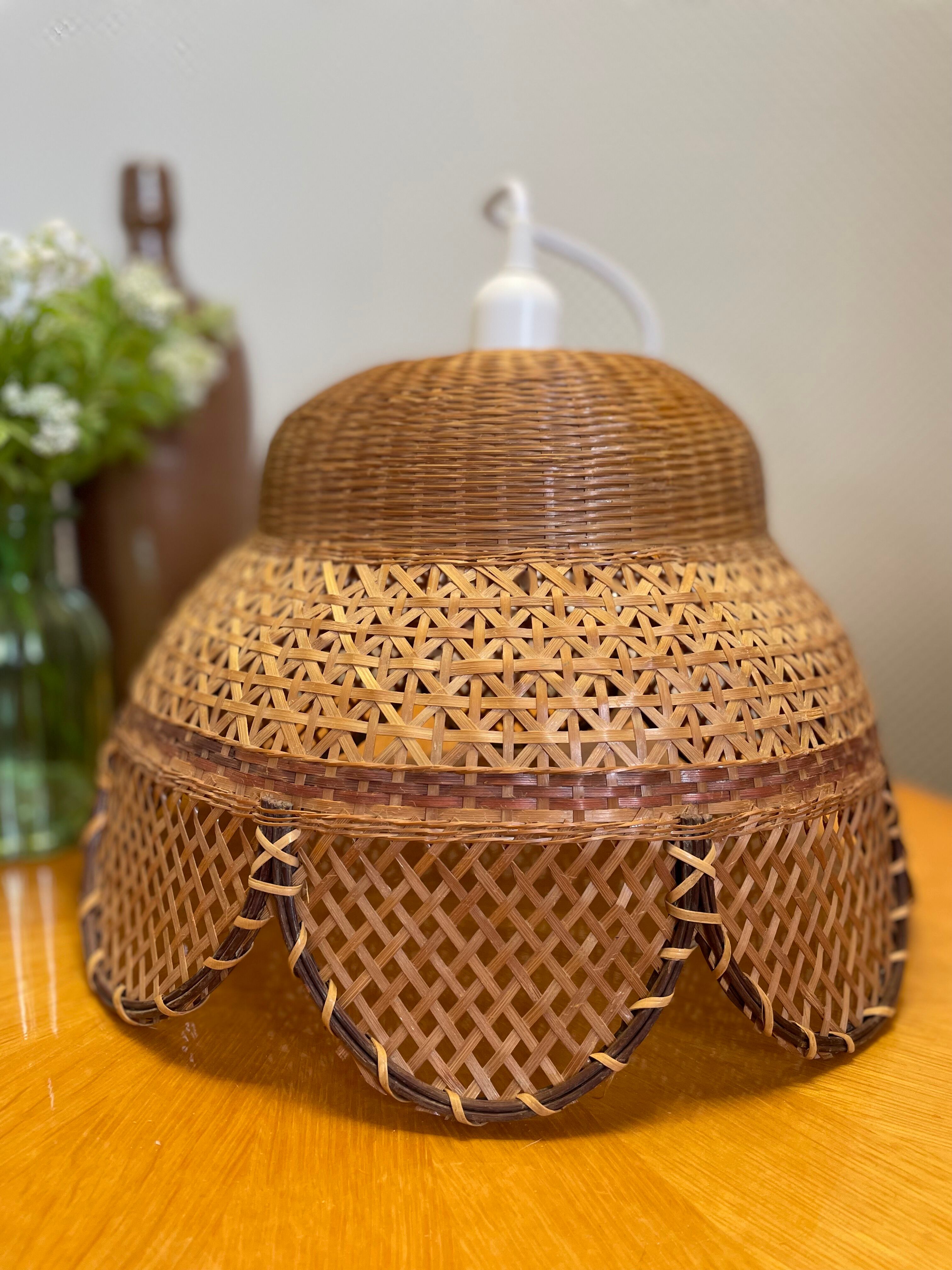 Vintage rattan and wicker pendant light