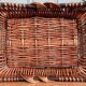 Rectangular wicker basket tray, rope & wood