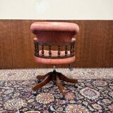 Classic English Chesterfield Desk Chair Salmon Colored
