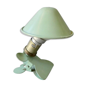 Mushroom lamp, clip, almond green metal, 60s