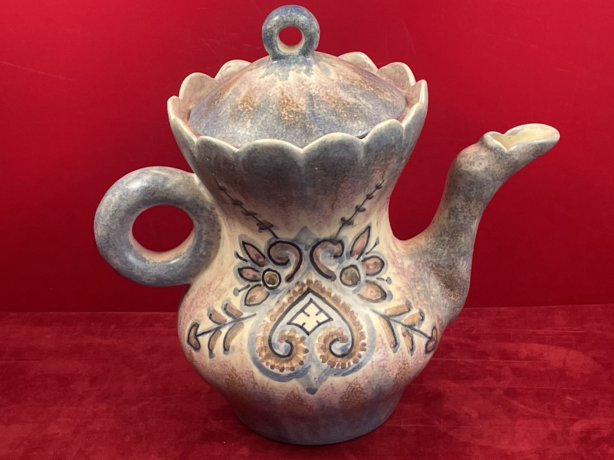 Large coffee maker H 25 cm - Quimper porcelain ceramic signed P. Fouillen.