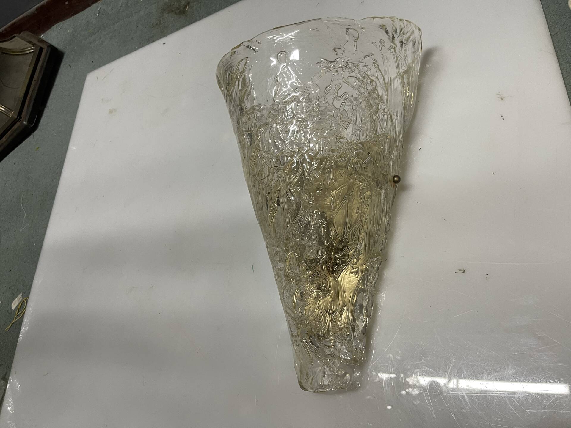 Large Single a Murano Glass Ice Sconce