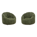 Pair of armchairs in bouclette fabric. Contemporary.