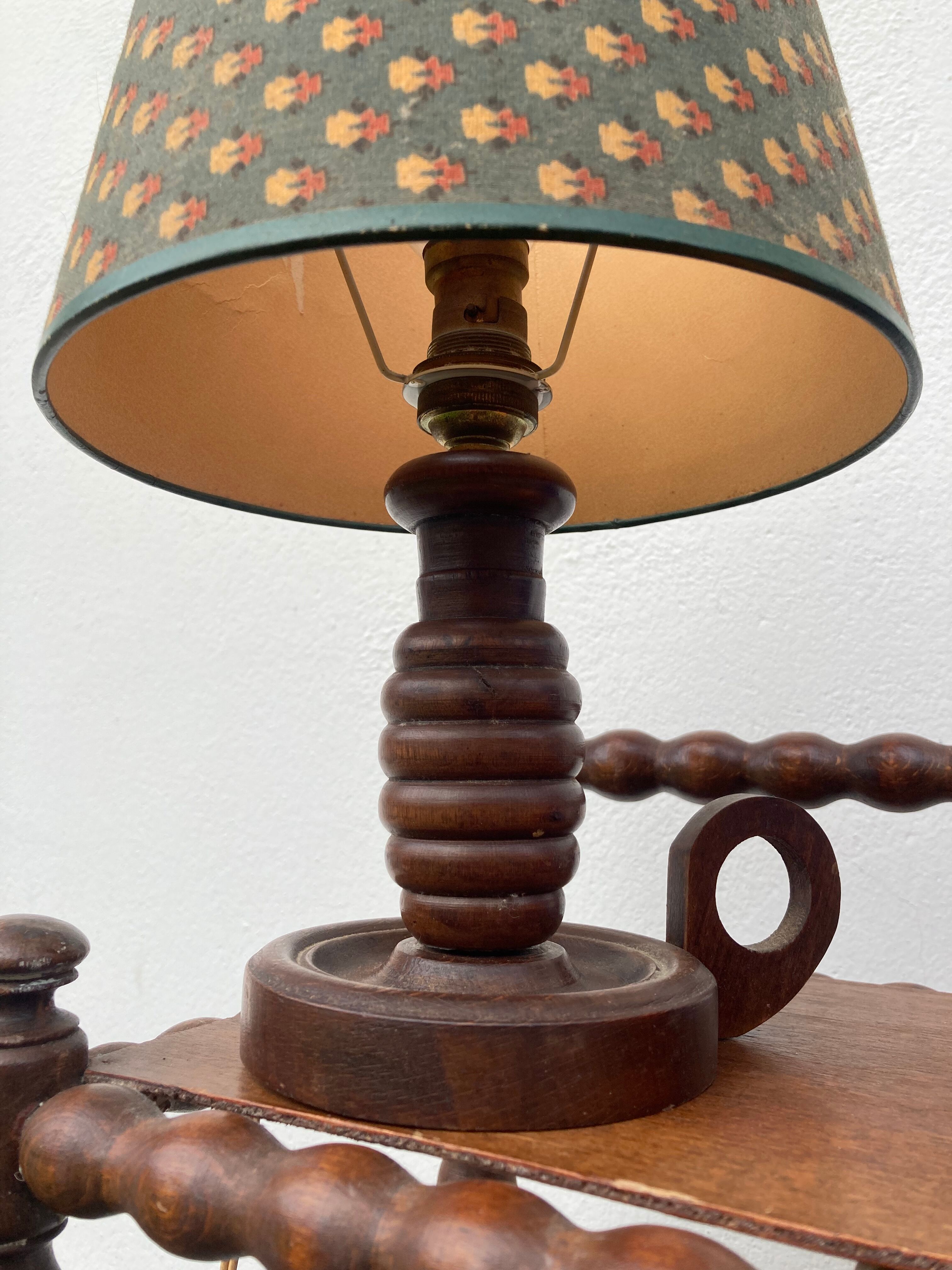 Old turned wooden bedside lamp 1940