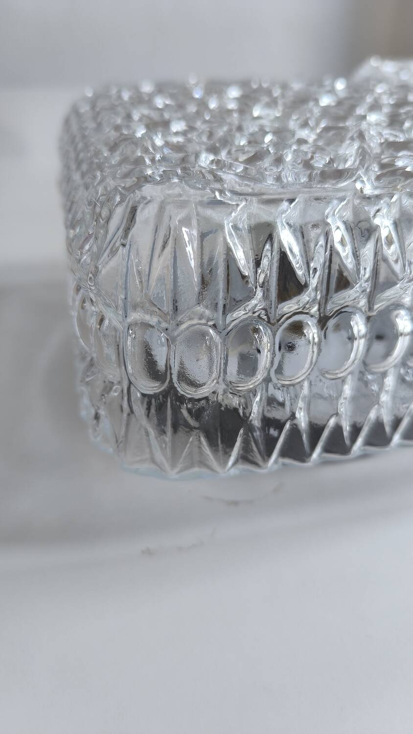 Pair of pressed glass wall lights, 1970