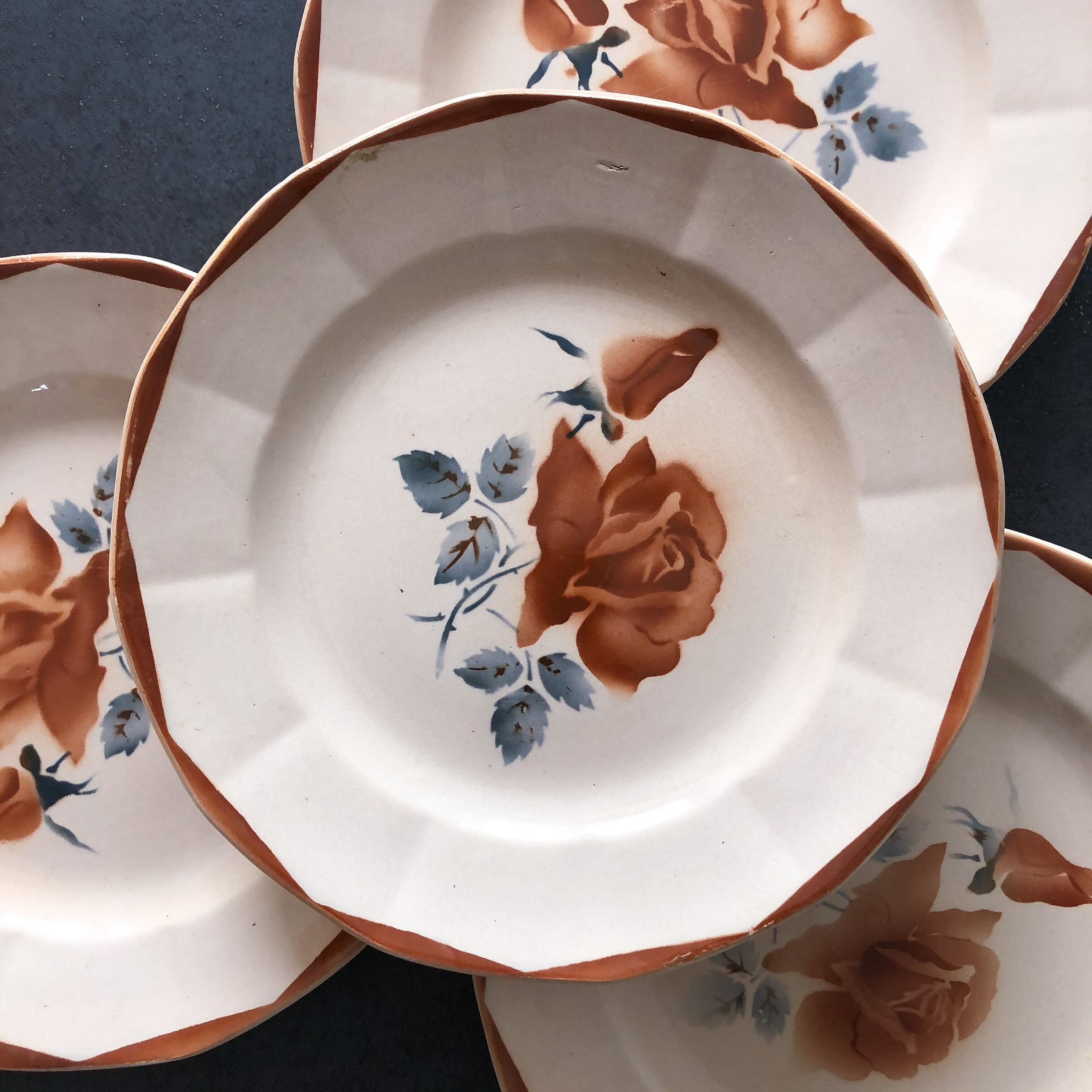 Set of 4 dessert plates Digoin Sarreguemines