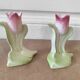 Paire vases soliflore art deco barbotine tulipe