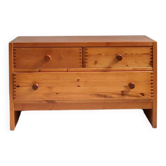 Commode basse en pin massif années 70 3 tiroirs