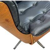 Vintage armchair in leather and rosewood inspired by Martin Stoll design 1970