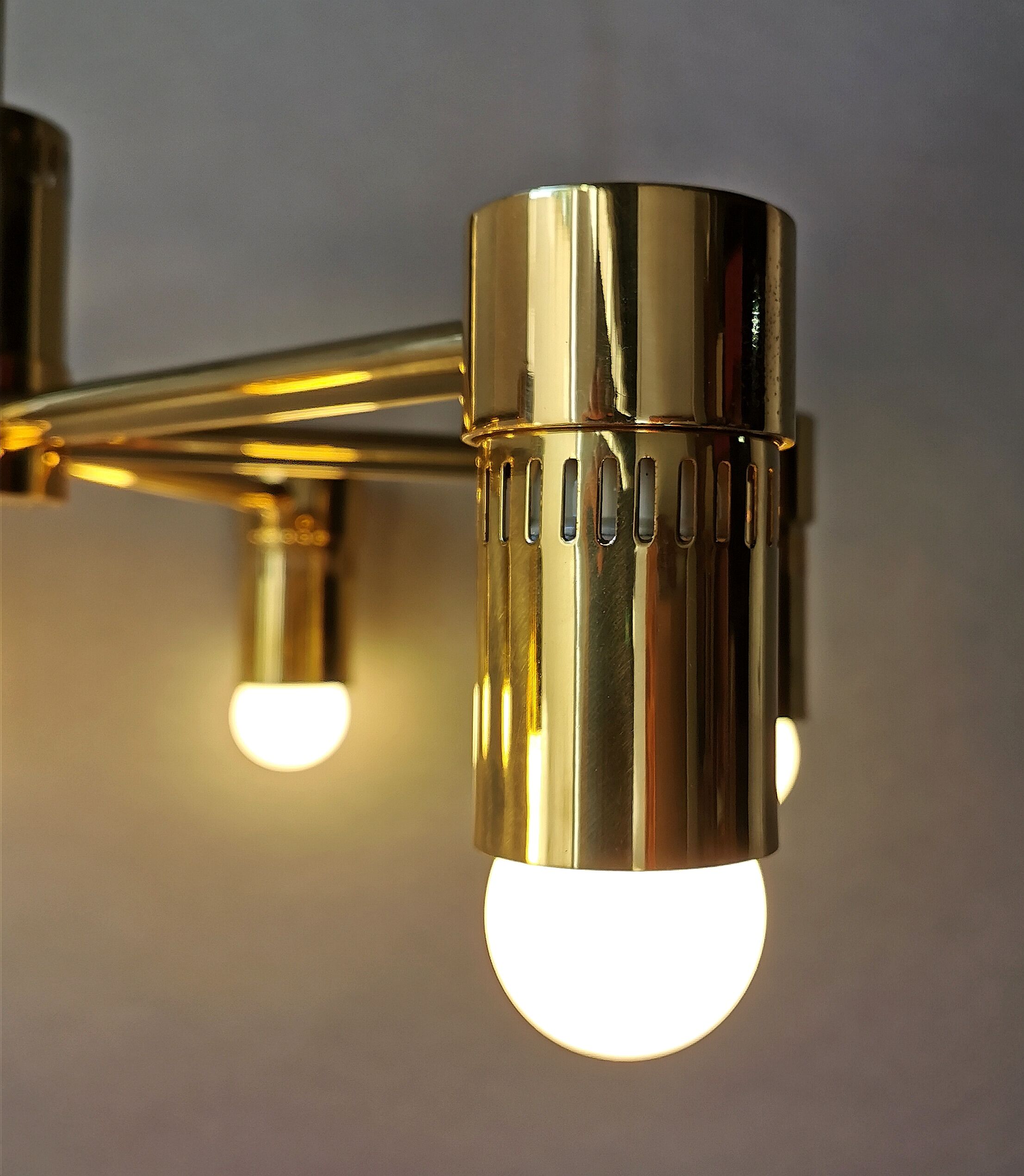 Luster 6 Italian gilded brass fires 1970