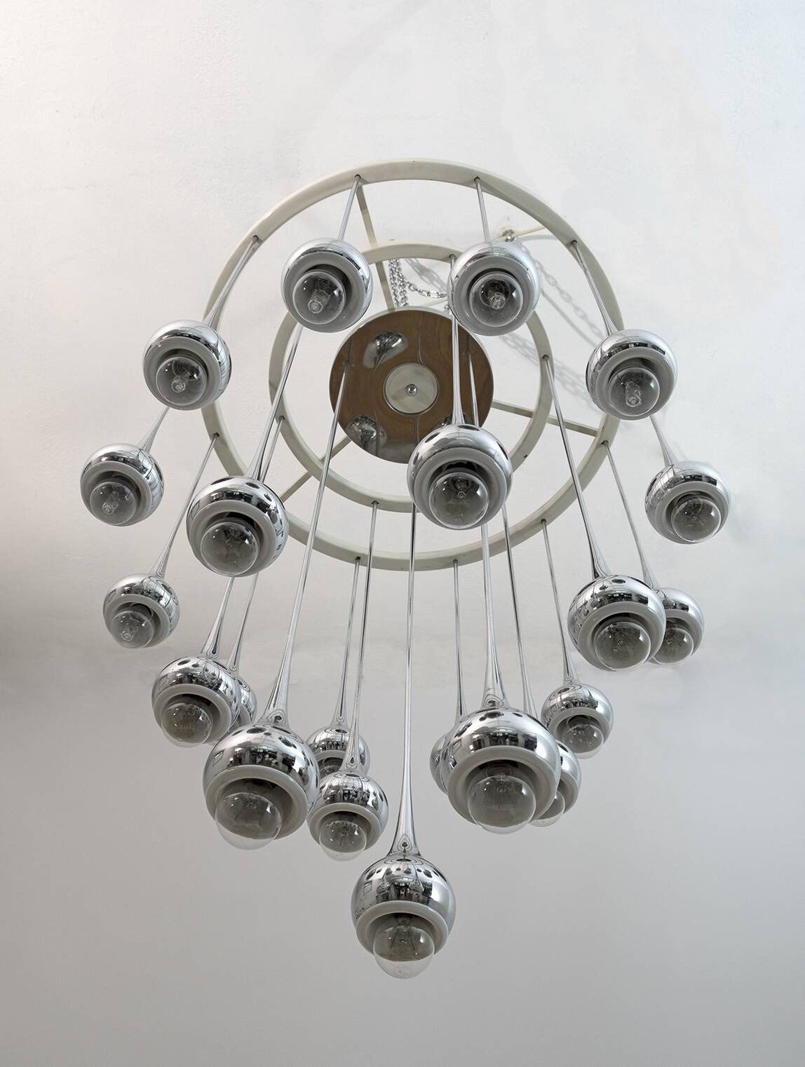 Angelo Brotto Mid-Century Italian Metal Chrome Chandelier for Esperia, 1970