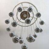 Angelo Brotto Mid-Century Italian Metal Chrome Chandelier for Esperia, 1970