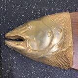 Teak fish board and silver metal