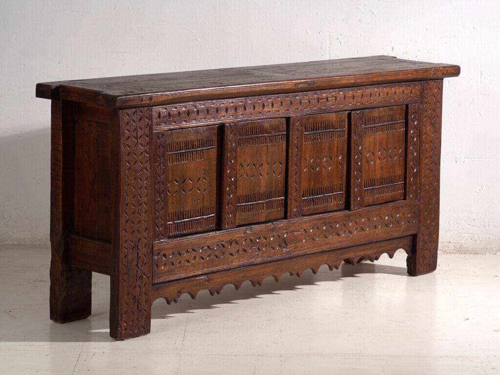 Antique carved pine wood buffet – Xinjiang, circa 1900