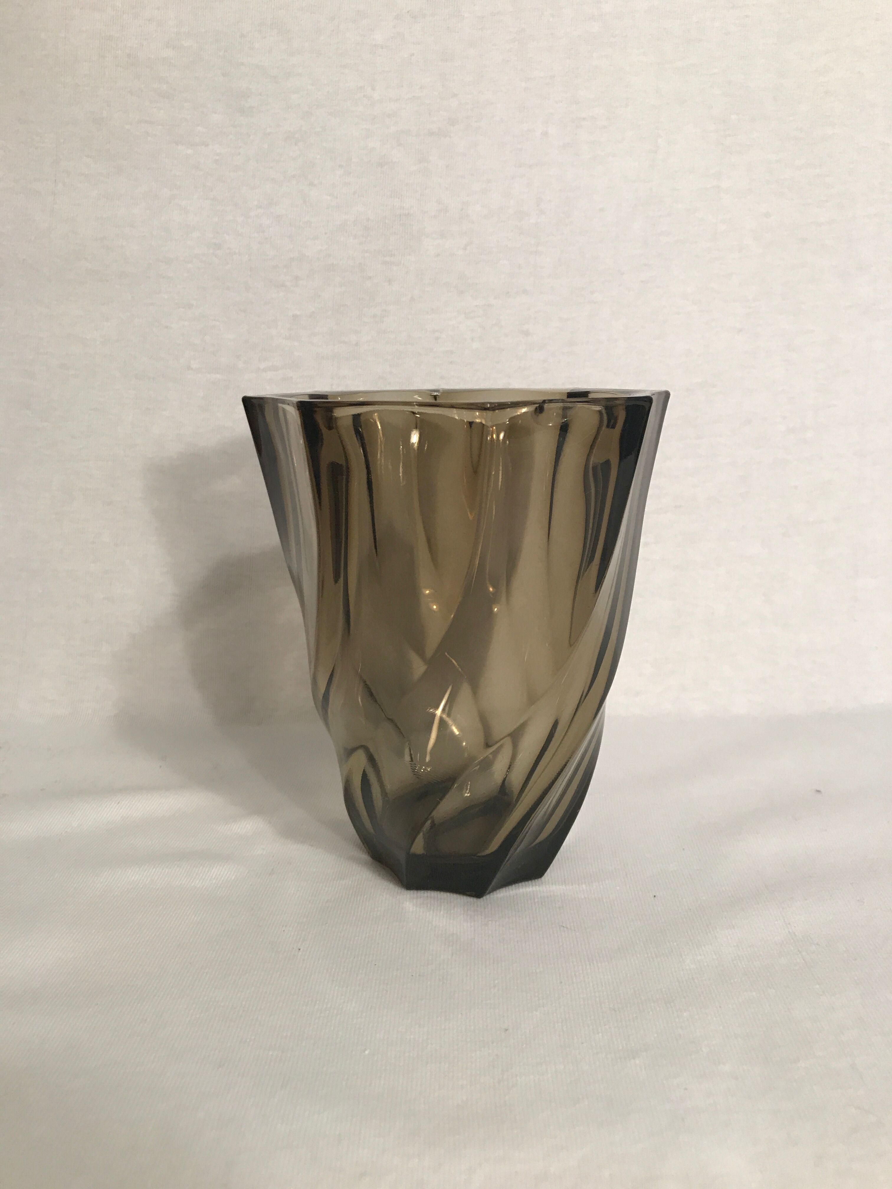 Crystal d old vase "Arques smoked transparent vintage