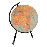 Vintage 1972 glass terrestrial globe Taride tripod - 22 cm