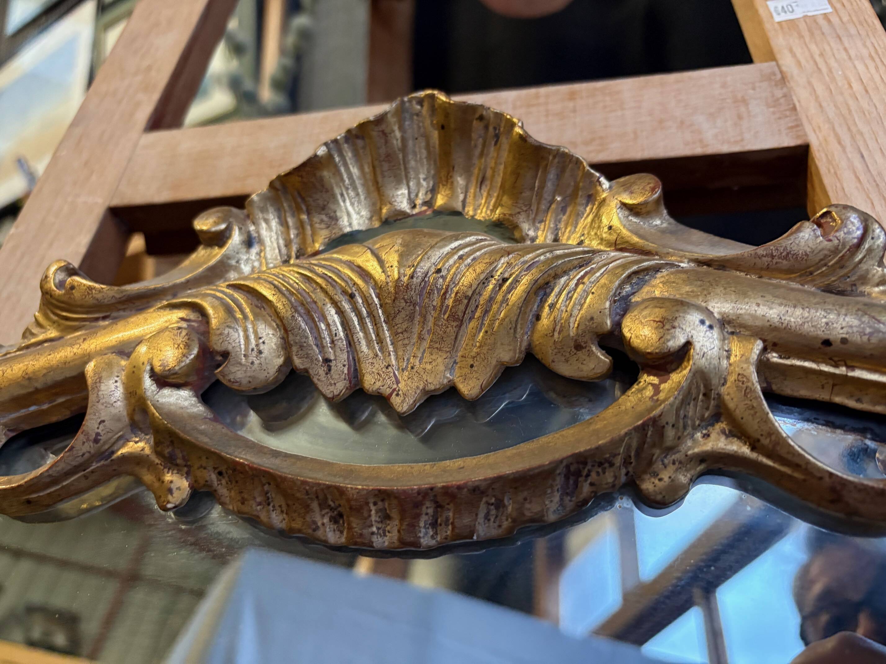 Napoleon III giltwood mirror, Louis XV rocaille style – hallmarked