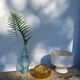 Cendrier en verre soufflé de Murano ambré marron boule torsadé